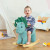 HOMCOM Kids Toddler Rocking Horse Plush Ride On Triceratops Rocker Wooden Base W/ Sound for 3-6 Years Green lifestyle with child