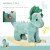 HOMCOM Kids Toddler Rocking Horse Plush Ride On Triceratops Rocker Wooden Base W/ Sound for 3-6 Years Green information 4