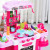 HOMCOM 38 Pcs Kids Children Kitchen Play Set w/ Realistic Sounds Lights Food Utensils Pots Pans Appliances Toy Game Pink close up picture