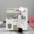 HOMCOM Kids Wooden Pretend Play Toy Kitchen Cooking Set Role Play Phone for Boys Girls White lifestyle with boy
