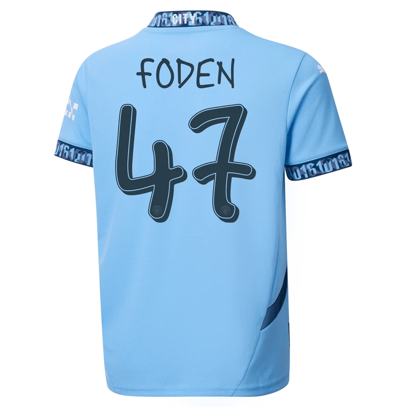 FODEN #47 Manchester City 24/25 Kid's Home Shirt and Shorts - Man City Font