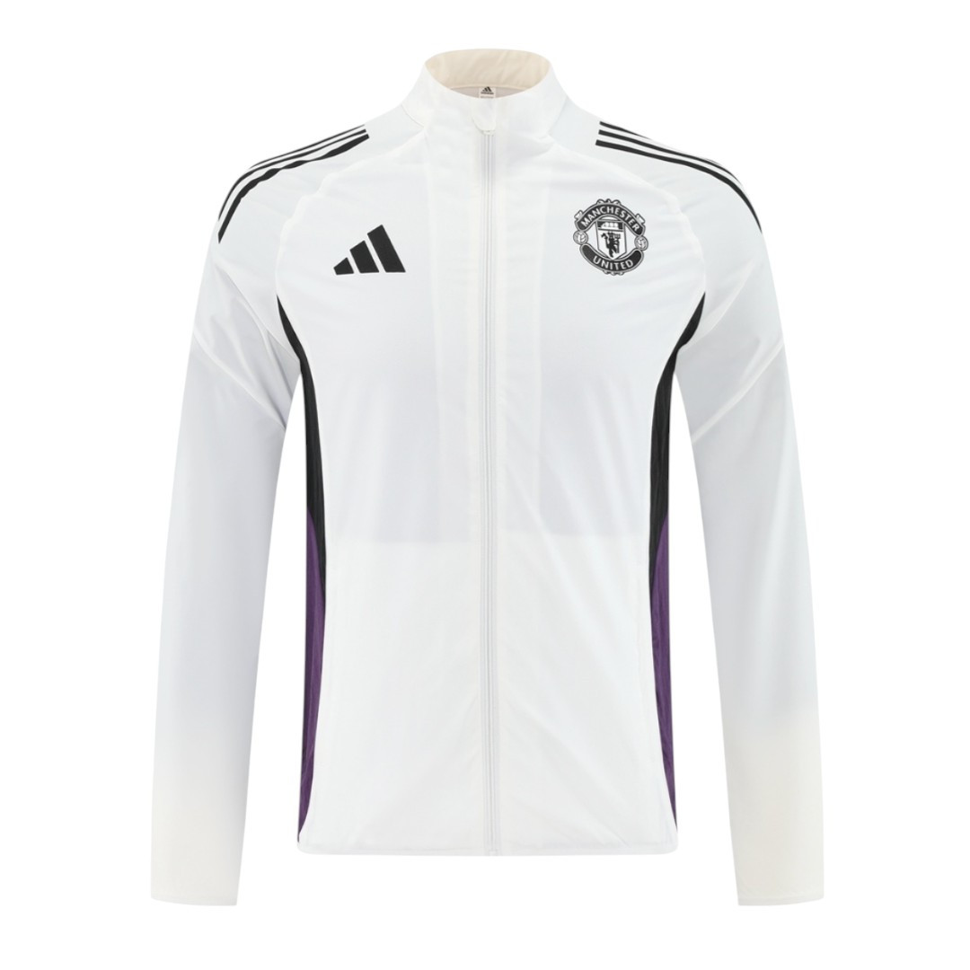 Manchester United 25/26 Men's White Long Zip Windbreaker