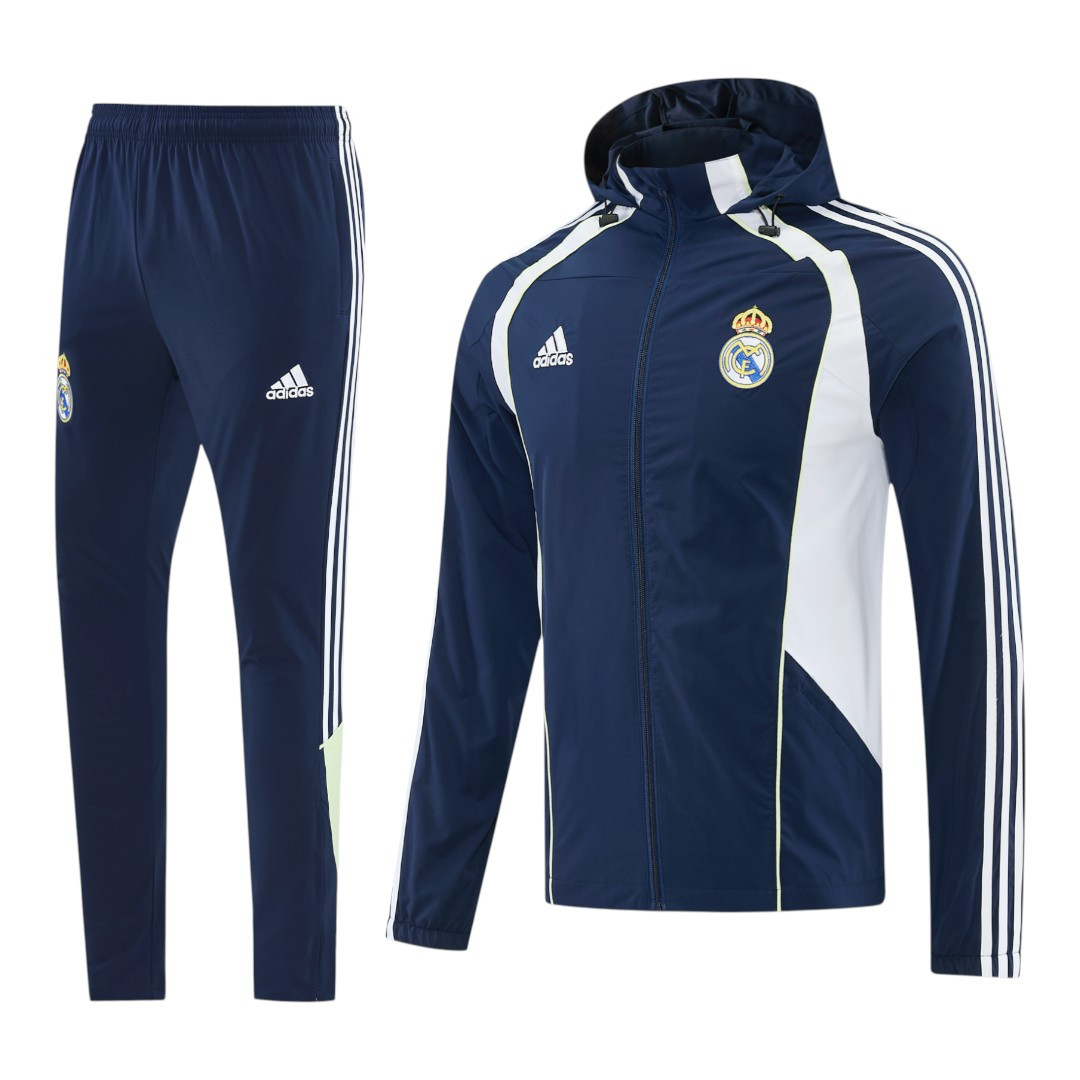Real Madrid 25/26 Men's Navy Long Zip Windbreaker