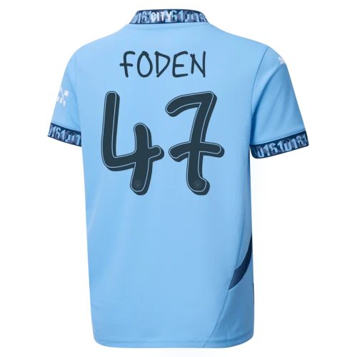 FODEN #47 Manchester City 24/25 Kid's Home Shirt and Shorts - Man City Font