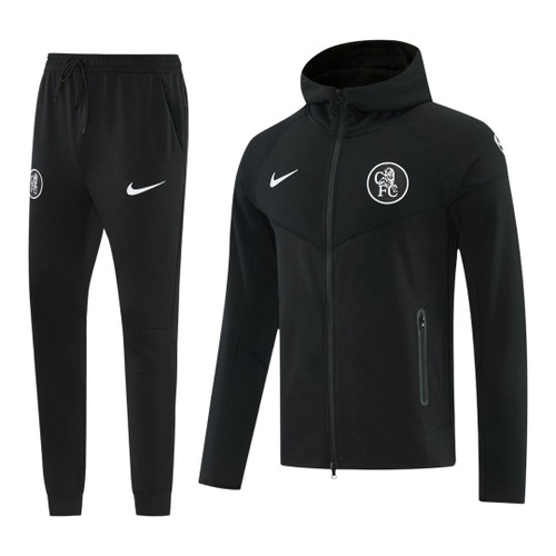 Chelsea 25/26 Men's Black Long Zip Hoodie Tracksuit