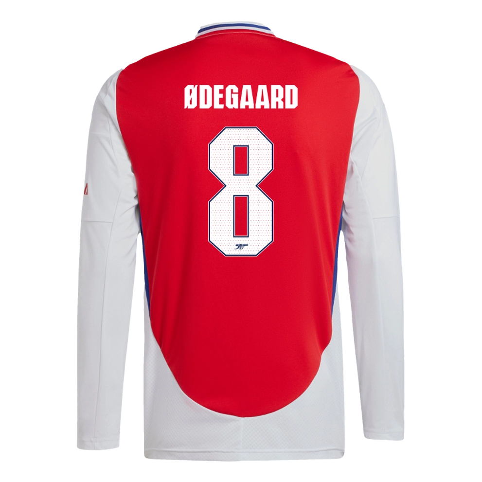 ØDEGAARD #8 Arsenal 24/25 Men's Home Long Sleeve Shirt - Arsenal Font