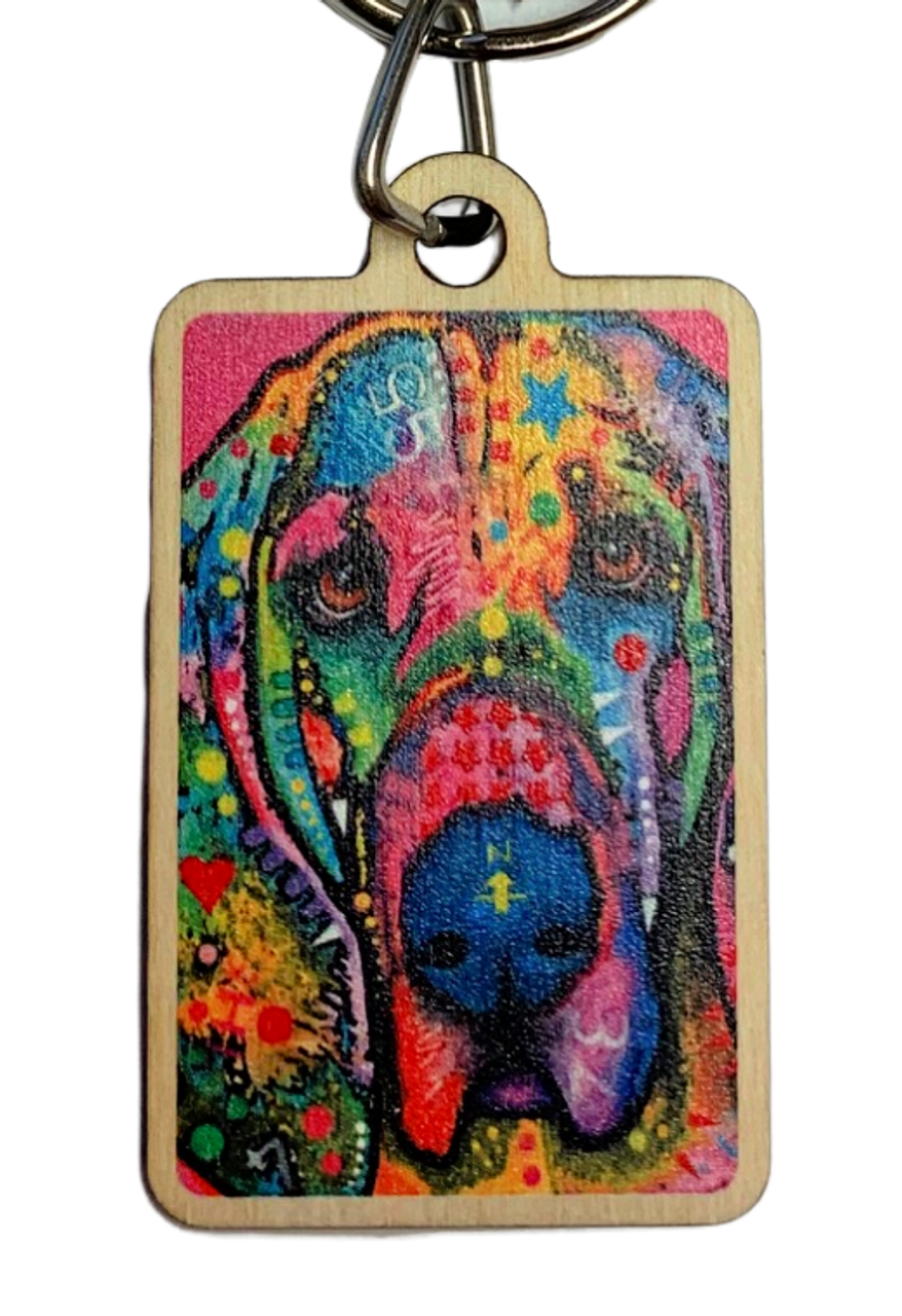 Wood Dean Russo Basset Hound Key Chain - The Slobber Shoppe