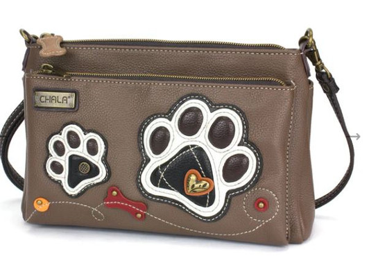 Chala Deluxe Crossbody Paw Print-Brown