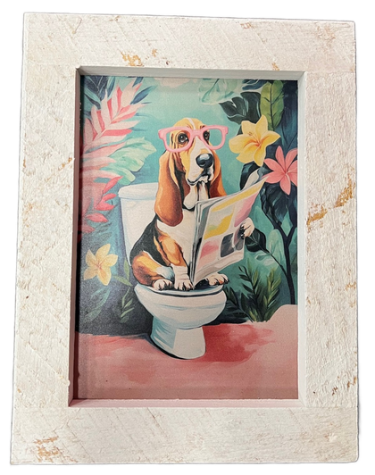 basset hound on toilet print