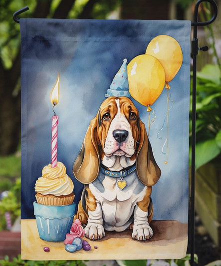birthday basset garden flag