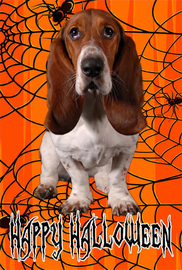 Basset Hound Halloween Flag