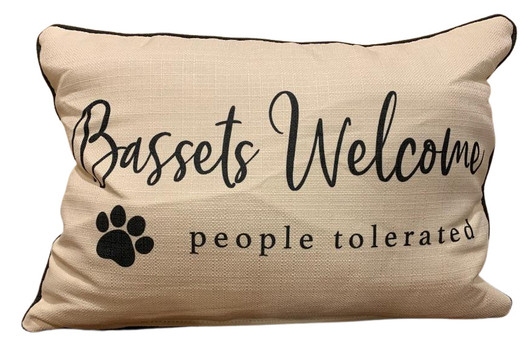 bassets welcome pillow
