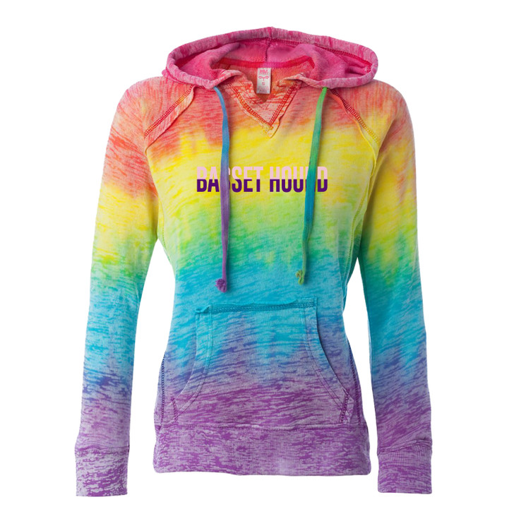 Rainbow Tie Dye Embroidered Hooded Sweatshirt