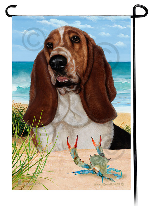 basset hound summer beach flag