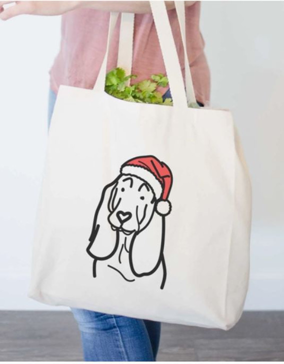 santa basset hound tote