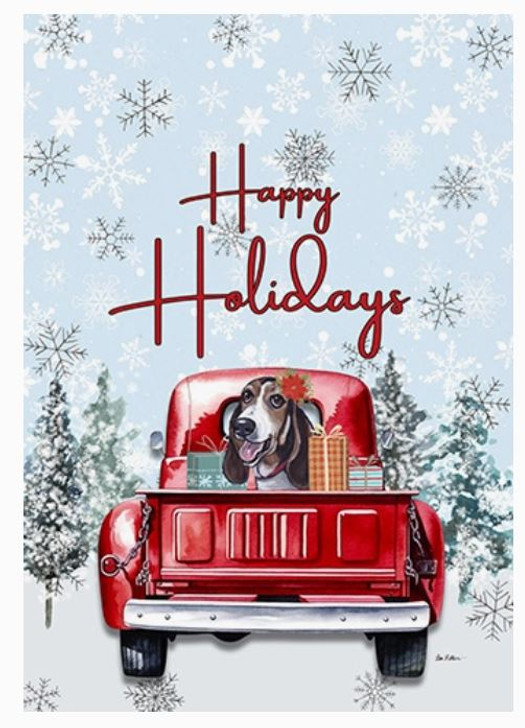 happy holiday basset hound flag