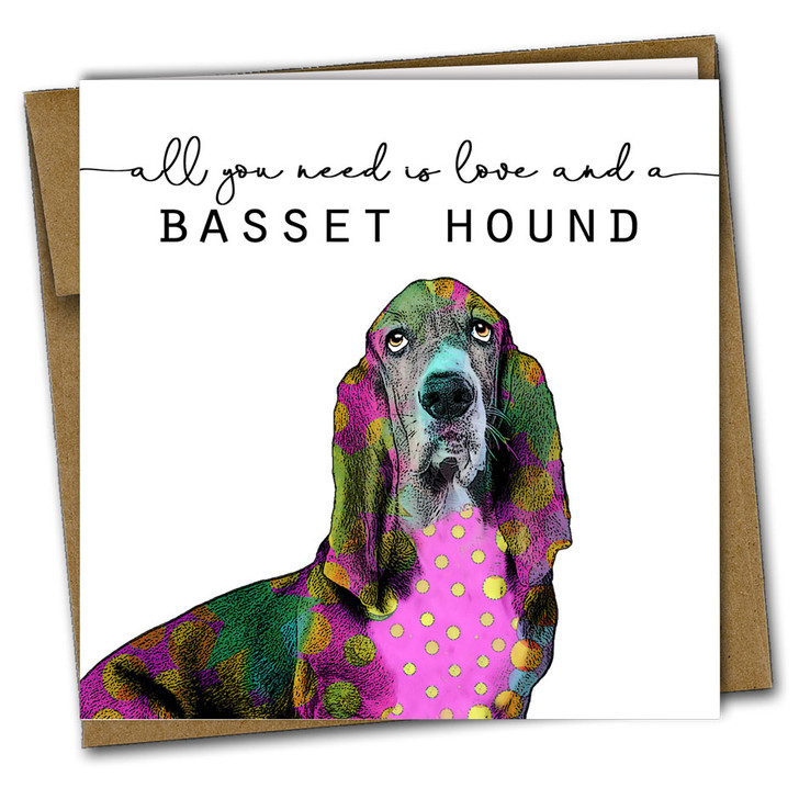 Basset hound blank greeting card