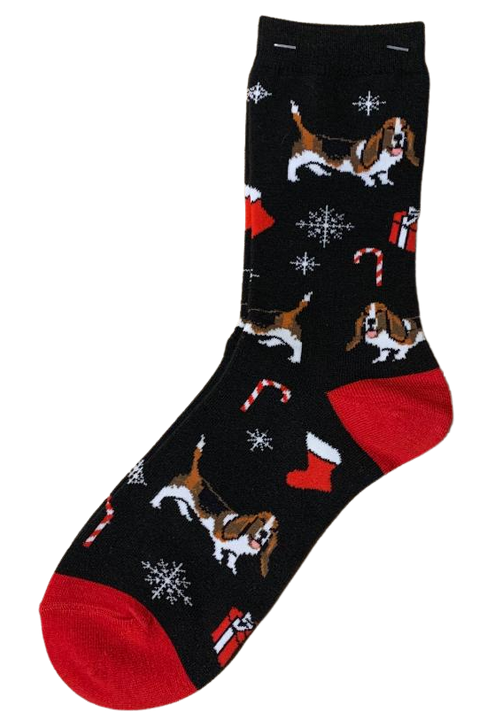 candy cane basset socks