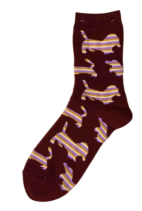 maroon basset hound socks