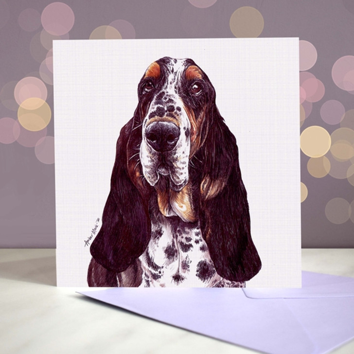 Black Blank Basset Greeting Card