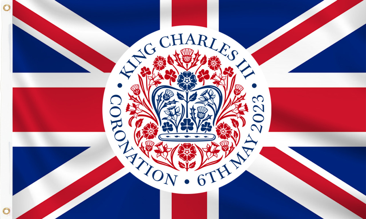 King Charles Official Coronation Emblem Flag (150 x 90cm) Cotton