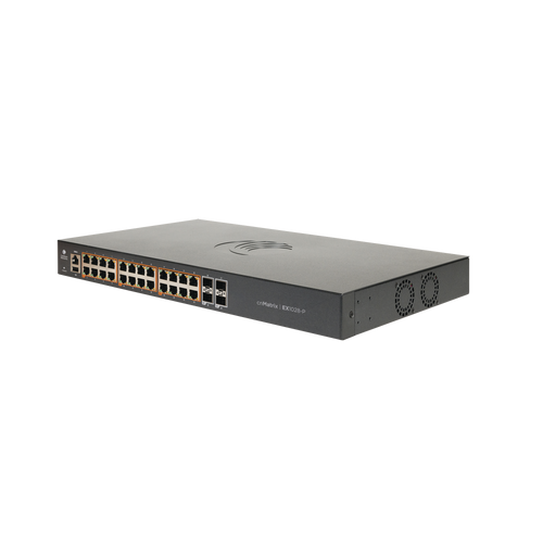 Cambium Networks MX-EX1028PxA-1 Intelligent Ethernet PoE+ Switch, 24x 1Gbit and 4x 1Gbps SFP fiber ports, No Power Cord