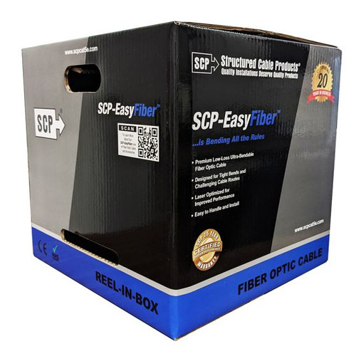 SCP-EasyFiber 6 Strand Tight Buffered, Single Mode OS2 9/125, UL Plenum OFNP, Indoor/Outdoor 1000ft/305m Reel in Box (EF-OS2P-6DIST-BK-1000)