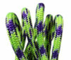 Mardi Gras 11.8mm 24 Strand Climbing Line - 200 FT - Spliced eye - Purple and Neon Green with Grey