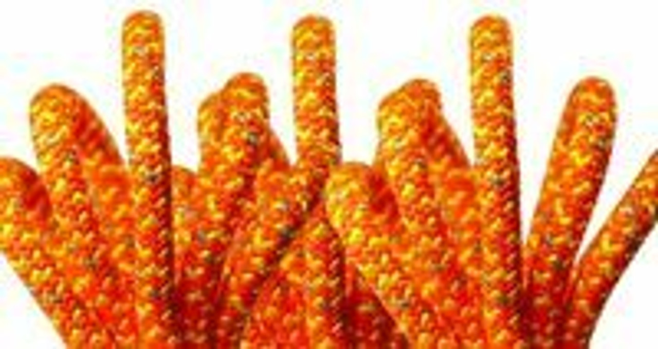 Safetylite II 12.7mm 16 Strand Climbing Line - 150 FT - Spliced eye - Neon Orange, Yellow and Grey