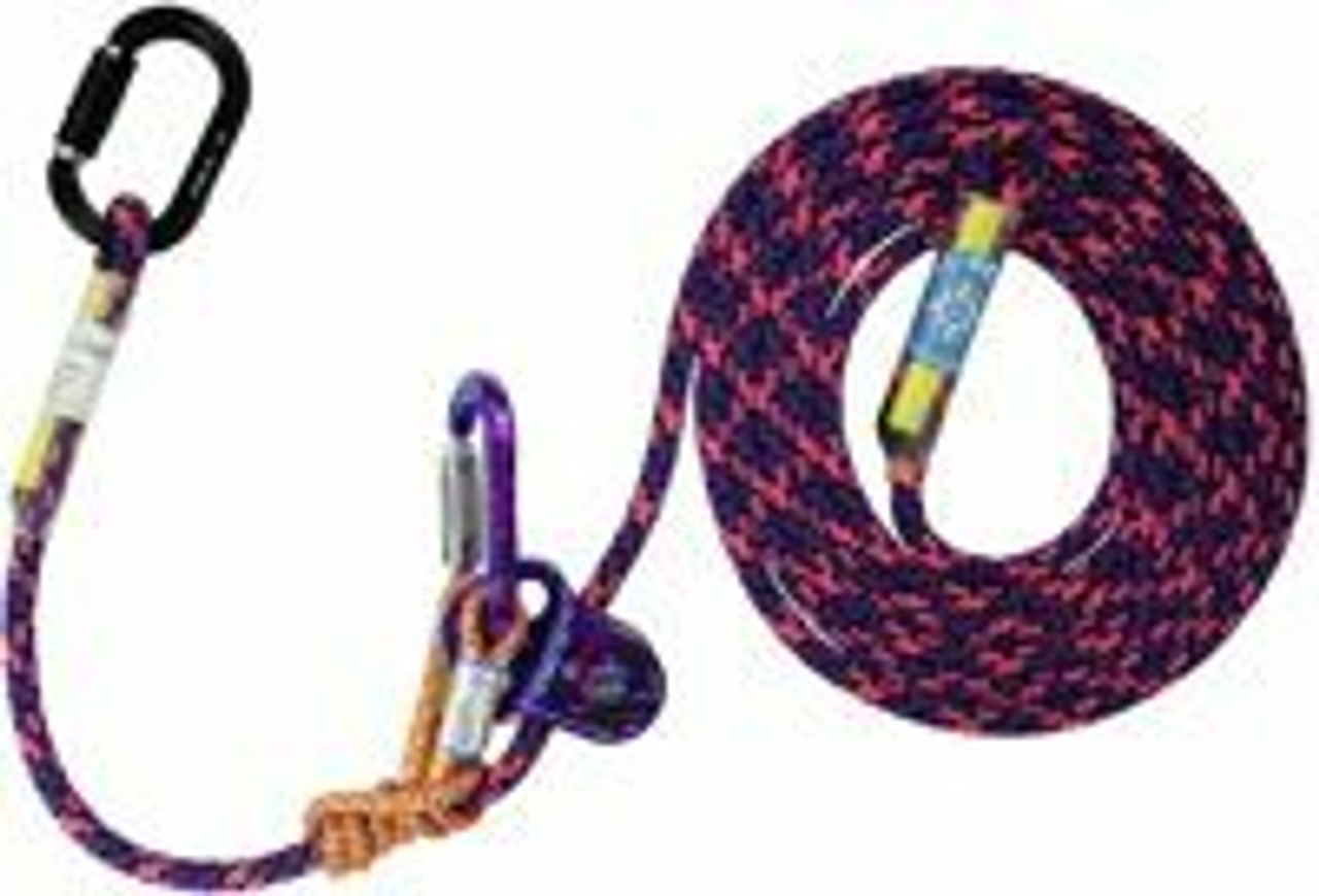 Micro Pulley Pos. Lanyards - 10'--11.8mm 24 strand pos. lanyard with two oval carabiners and 8mmx30' friction hitch