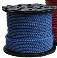 Husky 3-Strand Twisted Polyester Bull Rope Half Inch 1/2in - 200 FT - No eye - Blue
