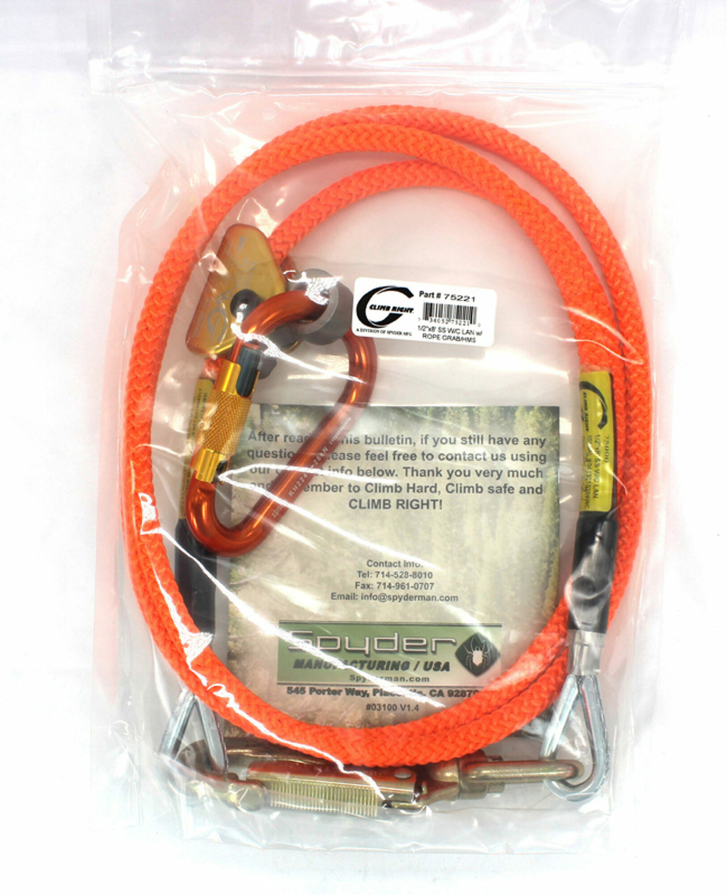 ARB-75223: Climb Right 1/2 X 12' WIRE CORE LANYARD KT