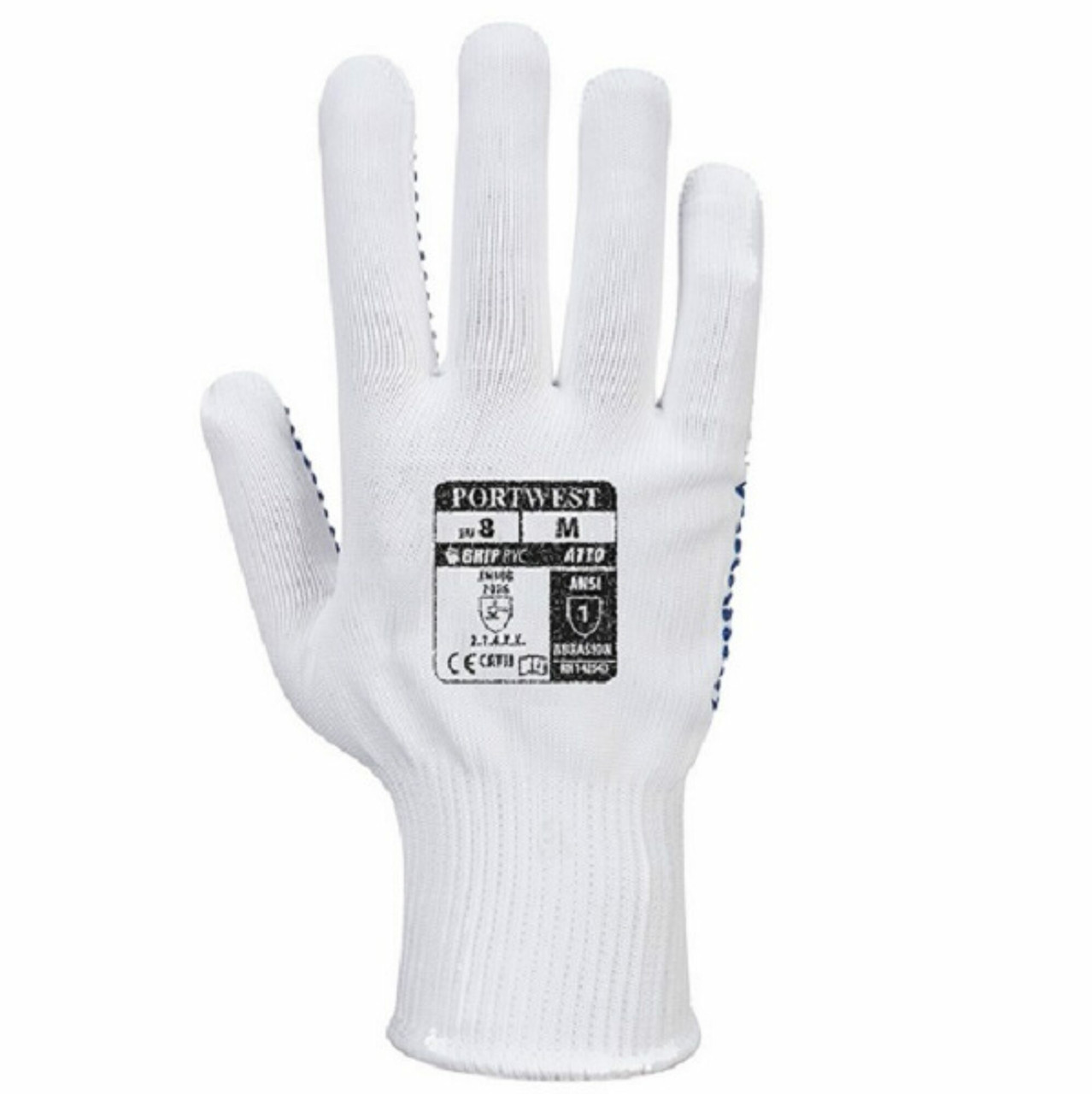 ARB-A110WBRXS: Portwest GLOVE POLKA DOT WHT/BLU XS