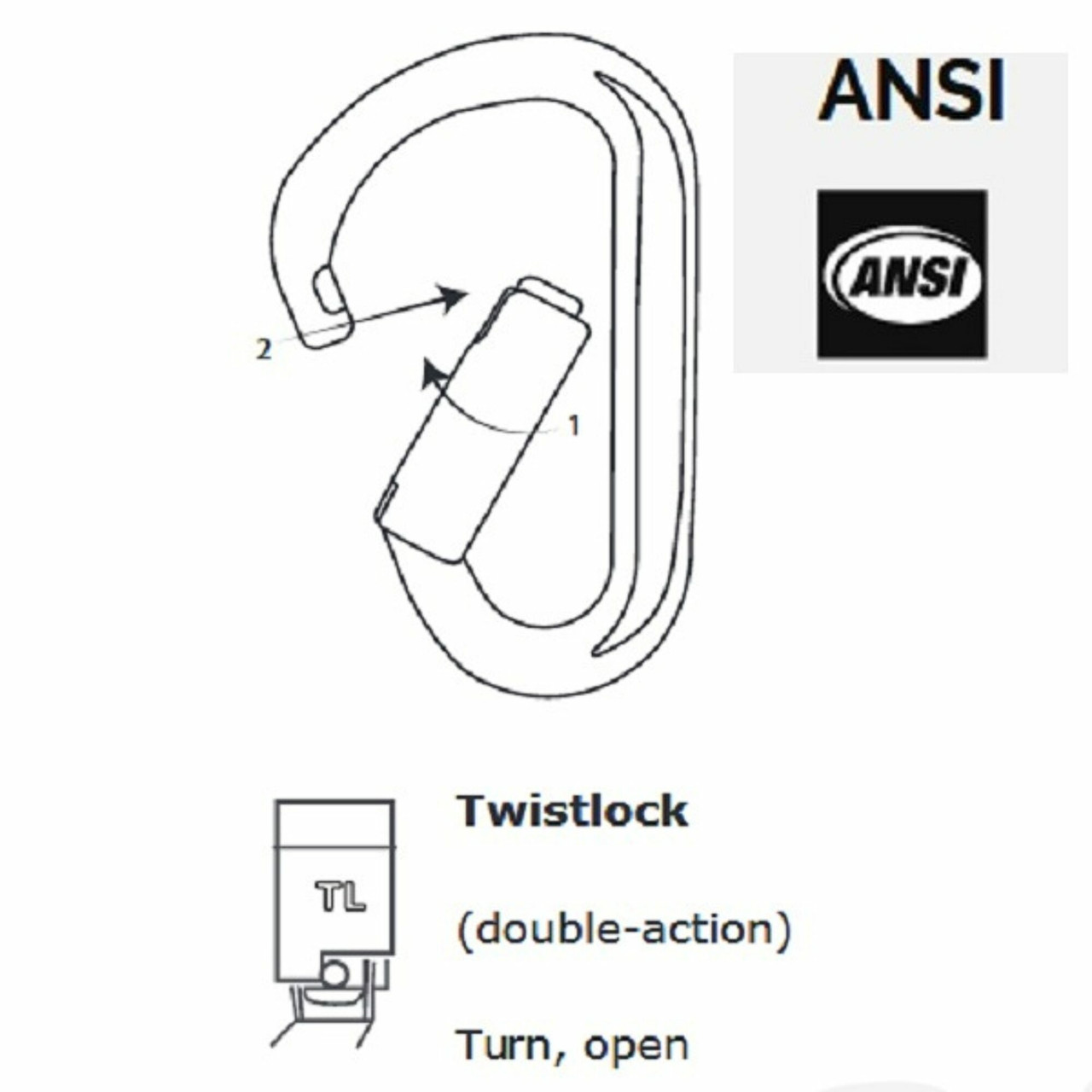 ARB-KL321TL2: ISC CARAB STL 40KN ANSI TWST