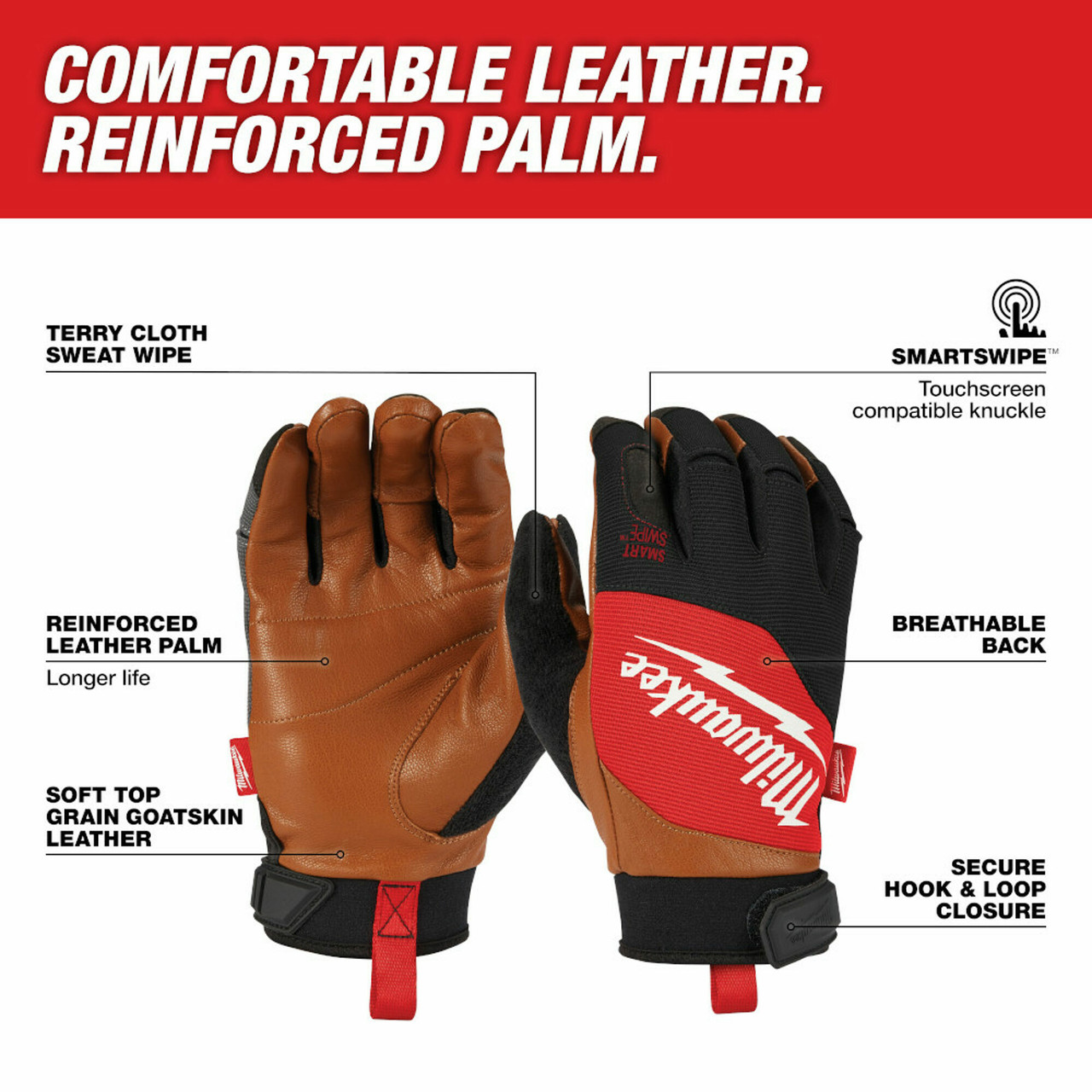 MIL-48-73-0023: Milwaukee LEATHER PERFORMANCE GLOVE XL