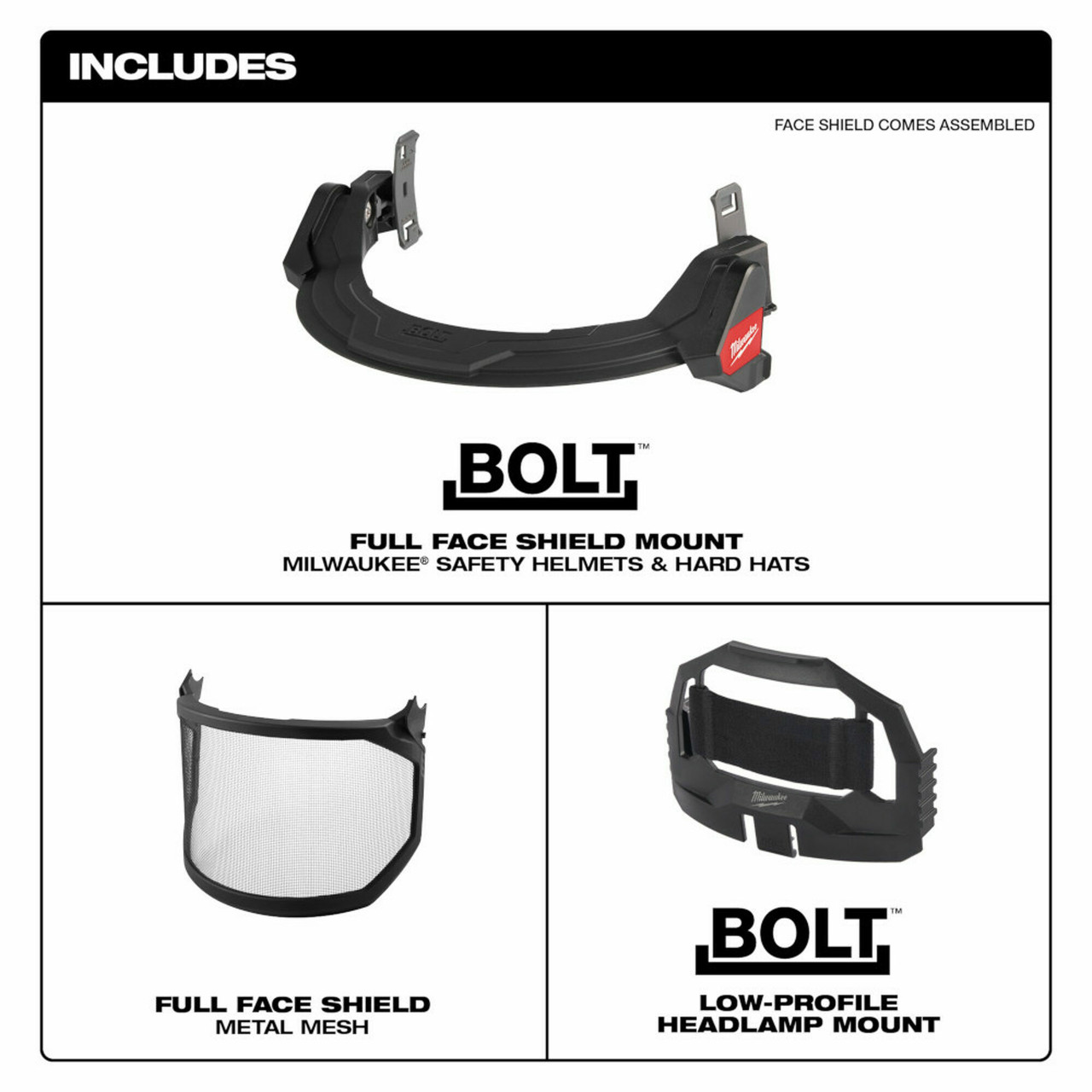 MIL-48-73-1430: Milwaukee BOLT Full Face Shield - Metal