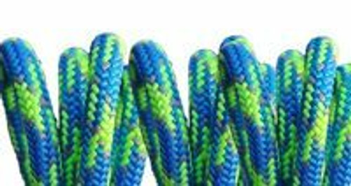 Blue Craze II 11.8mm 24 Strand Climbing Line - 120 FT - Spliced eye - Blue and Neon Green with Grey Blue Craze II 11.8mm 24 Strand Climbing Line - 120 FT - Spliced eye - Blue and Neon Green with Grey