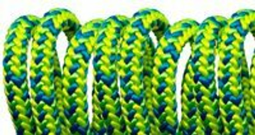 Neolite 12.7mm 16 Strand Climbing Line - 120 FT - Sewn eye - Neon Yellow, Green, and Blue Neolite 12.7mm 16 Strand Climbing Line - 120 FT - Sewn eye - Neon Yellow, Green, and Blue