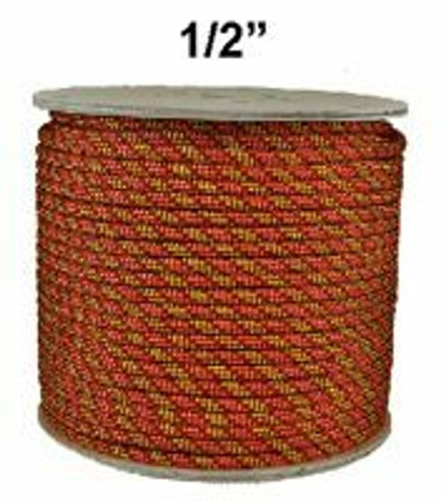 Tower Line 12.7mm 32 Strand Climbing Line - 150 FT - No eye - Red Orange and Yellow