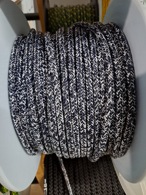 Rope 7mm Double Braid - Polyester - Black with White fleck (per metre)