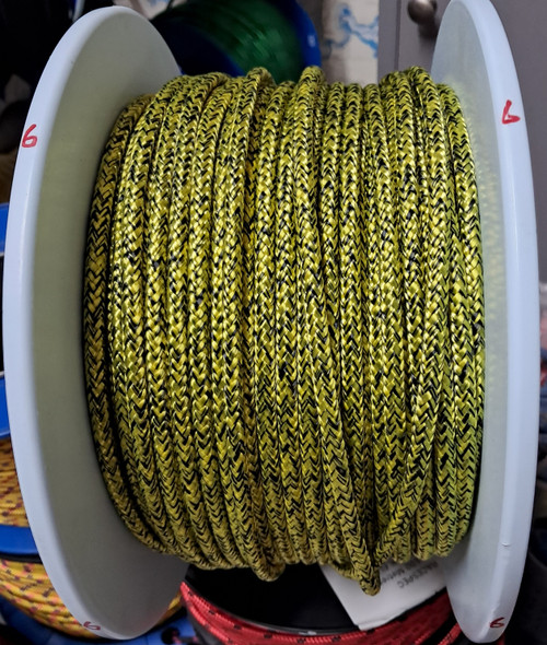 Rope 6mm  Double Braid - Dyneema - Yellow with black fleck (per metre)