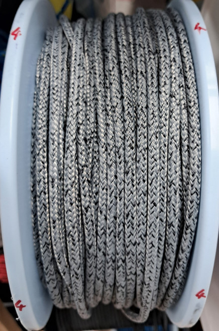 Rope 4mm  Double Braid - Dyneema - Silver with black fleck (per metre)