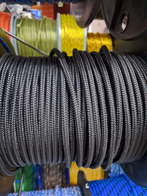Rope 4mm Double Braid - Spectra - Solid Black (per metre)