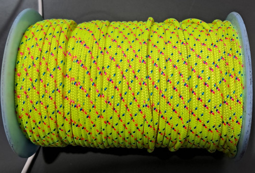 Rope 3mm Double Braid - Polyester - Yellow with pink and blue fleck (per metre)