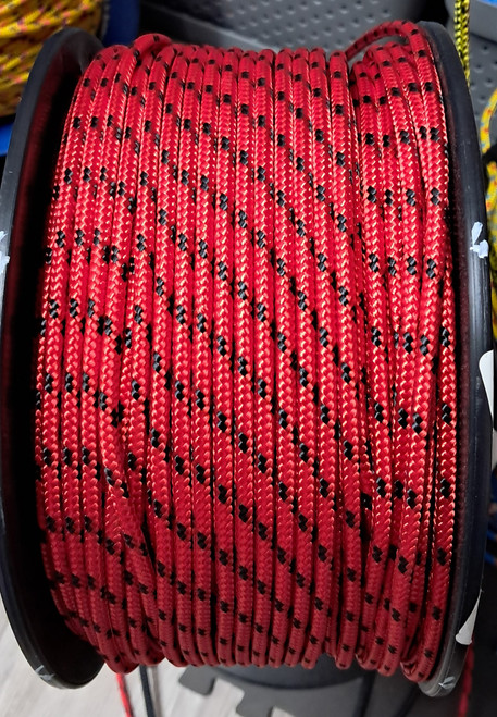 Rope 4mm Double Braid - Spectra - Red with black fleck (per metre)