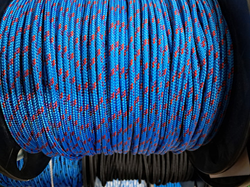 Rope 4mm Double Braid - Polyester - Blue with Red fleck (per metre)