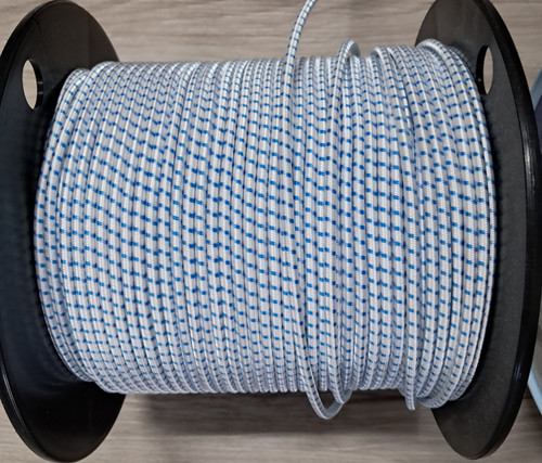 5mm shock cord - white with blue fleck - per metre