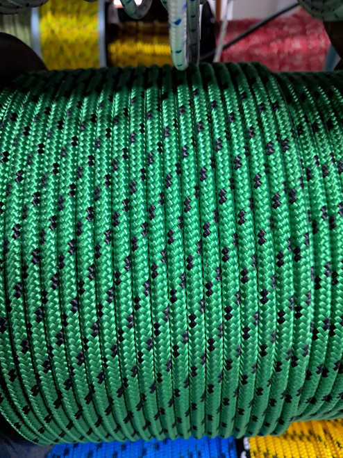 Rope 5mm Double Braid - Spectra - Green with Black fleck (per metre)