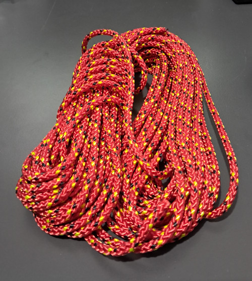 Off cut - 5mm Double Braid - Vectran - Red with yellow black fleck 15.20m