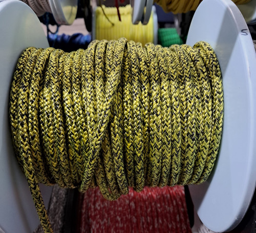 Rope 5mm  Double Braid - Dyneema - Yellow/Black (per metre)